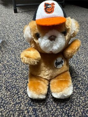 Baltimore Orioles Plush Bear with Orange & White Cap